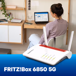 Box AVM 6850 5G v2 International router wireless Gigabit Ethernet Dual-band (2.4 GHz/5 GHz) Bianco, Rosso - Vista aggiuntiva 6