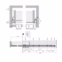 Hettich 1058346 guida di scorrimento e rotella per cassetto 400 mm