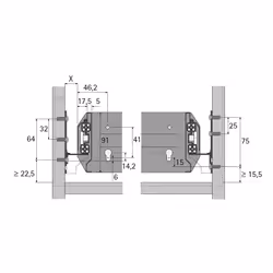 Hettich 9078717 guida di scorrimento e rotella per cassetto 65 kg