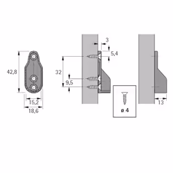 Hettich 9079719 guida di scorrimento e rotella per cassetto