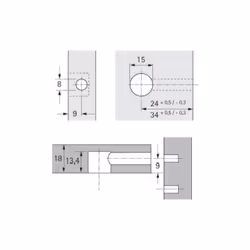 Hettich 13957 guida di scorrimento e rotella per cassetto