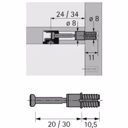Hettich 44750 guida di scorrimento e rotella per cassetto