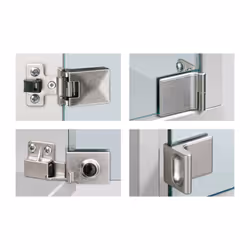 Cerniera per porta in vetro con interblocco per porte interne · Angolo di apertura 170° · ET 5150 e maniglia della porta in v ...