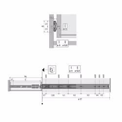 Hettich 73280 guida di scorrimento e rotella per cassetto 45 kg 450 mm