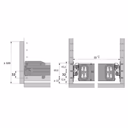 Hettich 74865 guida di scorrimento e rotella per cassetto 45 kg