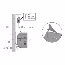 Hettich 75555 guida di scorrimento e rotella per cassetto
