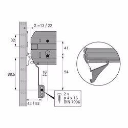 Hettich 75555 guida di scorrimento e rotella per cassetto