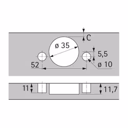 Hettich 9099542 guida di scorrimento e rotella per cassetto