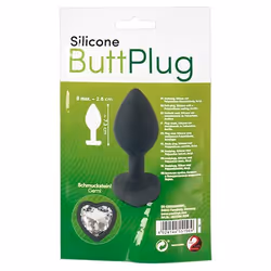 plug anale nero con pietra preziosa a forma di cuore