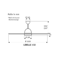 LIBELLE 132, Ventilatore senza Luce con Telecomando, CasaFan