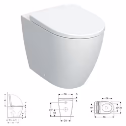 WC A pavimento Geberit iCon 502.383.JT.1, in Vetrochina, colore Bianco opaco, A discesa rallentata, Senza brida, 56 cm lunghe ...