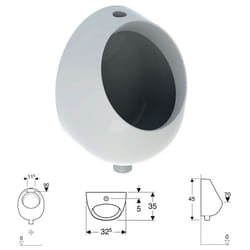 Geberit RENNA orinatoio con entrata acqua dall'alto e scarico verso il basso, colore bianco finitura lucido 500.830.00.1