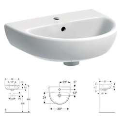 Selnova lavamani L.45 cm, con foro rubinetteria e troppopieno, colore bianco finitura lucido 500.324.01.7 - Geberit