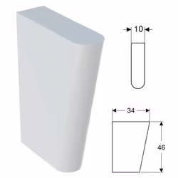 Supporto piedino per lavatoio Geberit Publica Iseo, in vetrochina, colore bianco lucido, 34 cm lunghezza, 10 cm larghezza, 46 ...