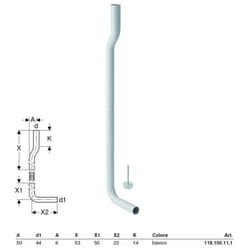 Kit curva di risciacquo 90° disassata. Tubo cacciata pvc. Per cassetta esterna. 118.100.11.1 - Geberit