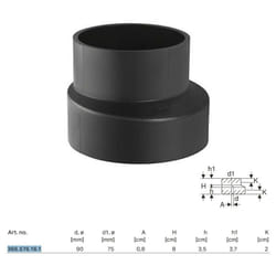 Riduzione Geberit pe eccentrica, corta ø90x75 mm 366.576.16.1