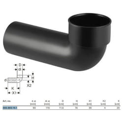 Curva tecnica 88,5° Geberit pe per vaso a pavimento ø90 mm 366.883.16.1