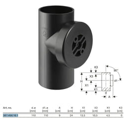 Braga d'ispezione 90° Geberit PE con apertura rotonda per l'ispezione ø110 mm 367.456.16.1