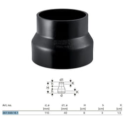 Riduzione Geberit pe concentrica, corta ø110x40 mm 367.559.16.1