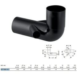 Curva 88°30' Pe-Hd Prolungato Per Wc 2 Derivazioni Ø110 - 367.888.16.1 - Geberit