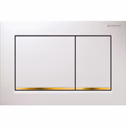 Placca di Comando Geberit Omega20 Square (ex Omega30), Placca e Tasti Bianco, Anelli Dorato, codice 115.080.KK.1 Le placche d ...