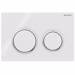 Placca di Comando Geberit Omega20 Placca e Tasti Bianco, Anelli Cromato Lucido, codice 115.085.KJ.1 Le placche di comando Geb ...