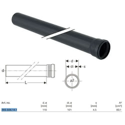 Tubo Geberit Silent-Pro con 1 bicchiere ø110 L.2000 mm 393.506.14.1