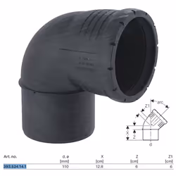 Silent-Pro Curva 87,5° ø110 mm PP a innesto Campi di applicazione Per condotte di scarico all'interno degli edifici Per edifi ...