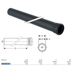 Tubo Geberit Silent-Pro con un bicchiere ø110 x L.500 mm 393.502.14.1