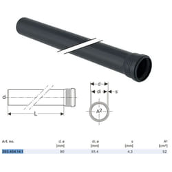 Tubo Geberit Silent-Pro con 1 bicchiere ø90 L.1000 mm 393.404.14.1