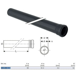 Tubo Geberit Silent-Pro con 1 bicchiere ø90 L.2000 mm 393.406.14.1