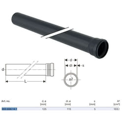 Tubo Silent-Pro Con 1Bicchiere Ø125 L.200Cm Polipropilene - 393.606.14.1 - Geberit