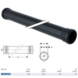 Tubo Geberit Silent-Pro con 2 bicchieri ø90 L.500 mm 393.410.14.1