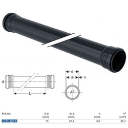 Silent-Pro tubo con 2 bicchieri ø75 x L.100 mm 393.311.14.1