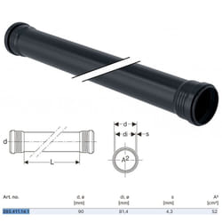 Tubo Geberit Silent-Pro con 2 bicchieri ø90 L.1000 mm 393.411.14.1