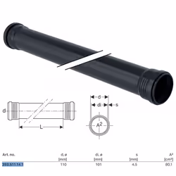 Silent-Pro tubo con 2 bicchieri ø110 x L.1000 mm Campi di applicazione Per condotte di scarico all'interno degli edifici Per  ...