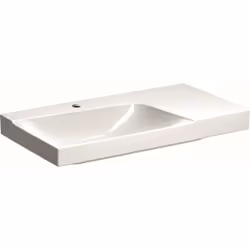 Lavabo senza troppopieno con un foro per il miscelatore colore bianco con finitura KeraTect materiale argilla refrattaria fin ...