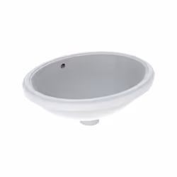 Lavabo da sottopiano Geberit VariForm senza foro per rubinetto con troppopieno ovale 420x330mm lato inferiore smaltato inclus ...