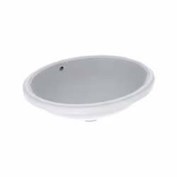 Lavabo da sottopiano Geberit VariForm senza foro per rubinetto con troppopieno ovale 500x400mm lato inferiore smaltato inclus ...