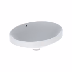 Lavabo da incasso Geberit VariForm senza foro per rubinetto con troppopieno ovale 500x400mm lato inferiore smaltato