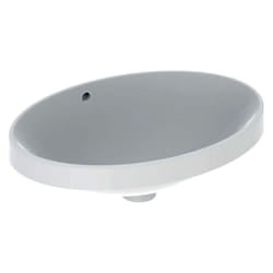 Variform lavabo ovale soprapiano 55 cm, da incasso, senza foro rubinetteria, con troppopieno, colore bianco finitura lucido 500.716.01.2 - Geberit