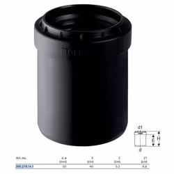 Silent-PP Riduzione incassata concentrica ø50 x 40 mm Campi di applicazione Per condotte di scarico all'interno degli edifici ...