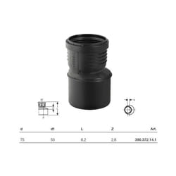 Silent-PP Riduzione eccentrica gtr ø75x50mm 390.372.14.1