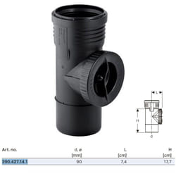 Braga d'ispezione 90° Geberit Silent-PP con apertura rotonda ø90 mm 390.427.14.1