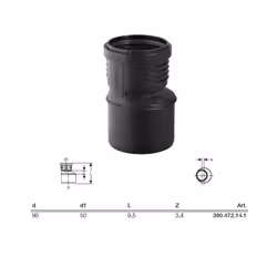 Silent PP Riduzione eccentrica GTR ø90x50 mm Silent-pp Tubi e raccordi a tre strati resistenti alle alte e basse temperature ...