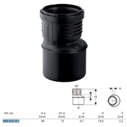 Silent pp Riduzione eccentrica gtr ø90x75 mm 390.473.14.1