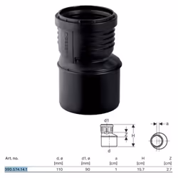 Riduzione Geberit Silent-PP eccentrica ø110x90 mm Campi di applicazione Per condotte di scarico all'interno degli edifici Dat ...