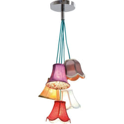 Kare Design - Lampadario Saloon Flowers, Multicolore, 92X45X45Cm, 5 Luci, Lampadine Non Incluse