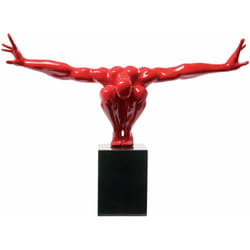 Kare - Design Statuetta Decorativa Athlet, Rosso, 75X52X23Cm, Grande, Uomo Atleta, Scultura, Figura Fitness