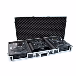 Roadinger 30125346 custodia per attrezzatura audio Controllo per DJ Baule da viaggio Legno compensato Nero, Argento